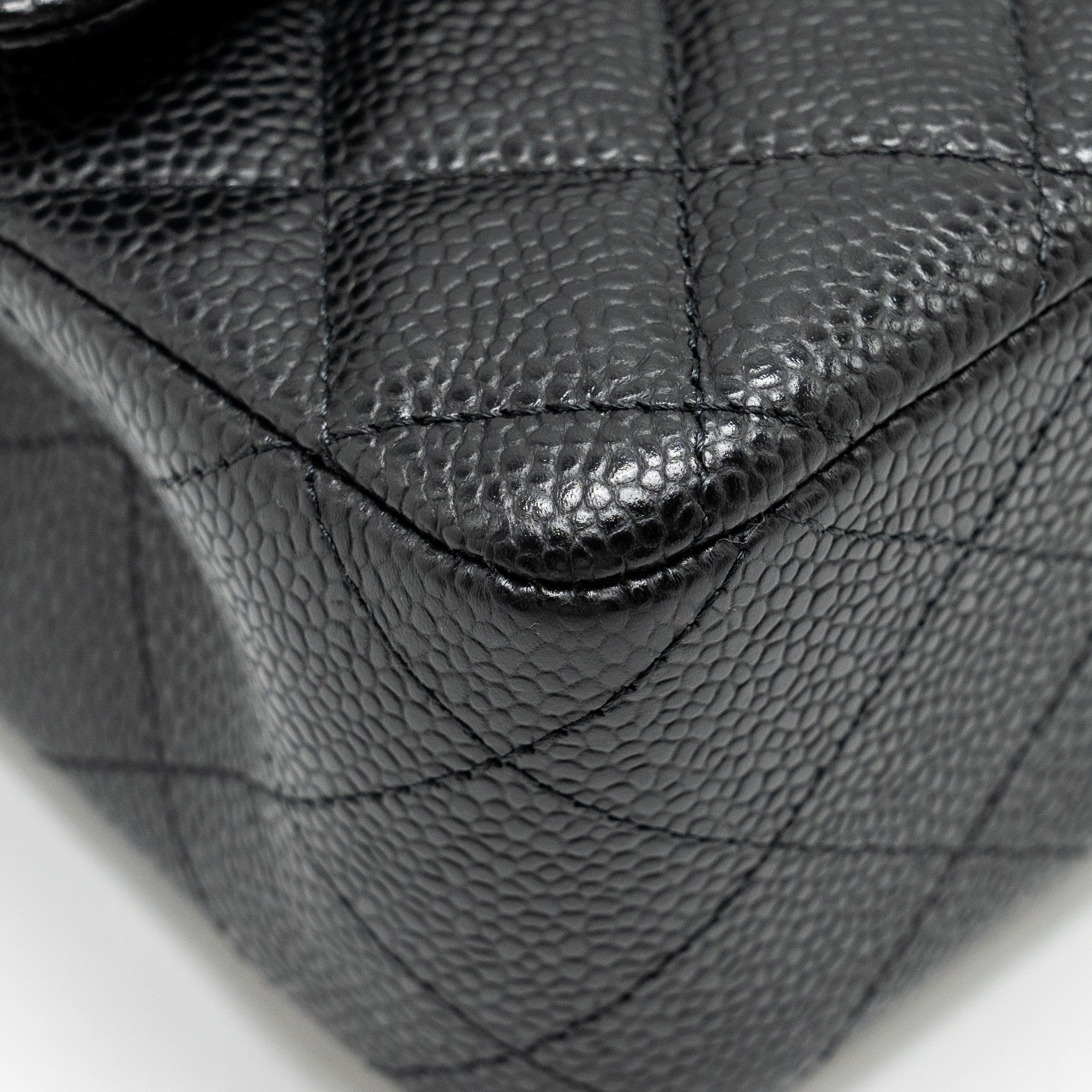 CHANEL Medium Classic Double Flap Bag Caviar Black  (Microchip)