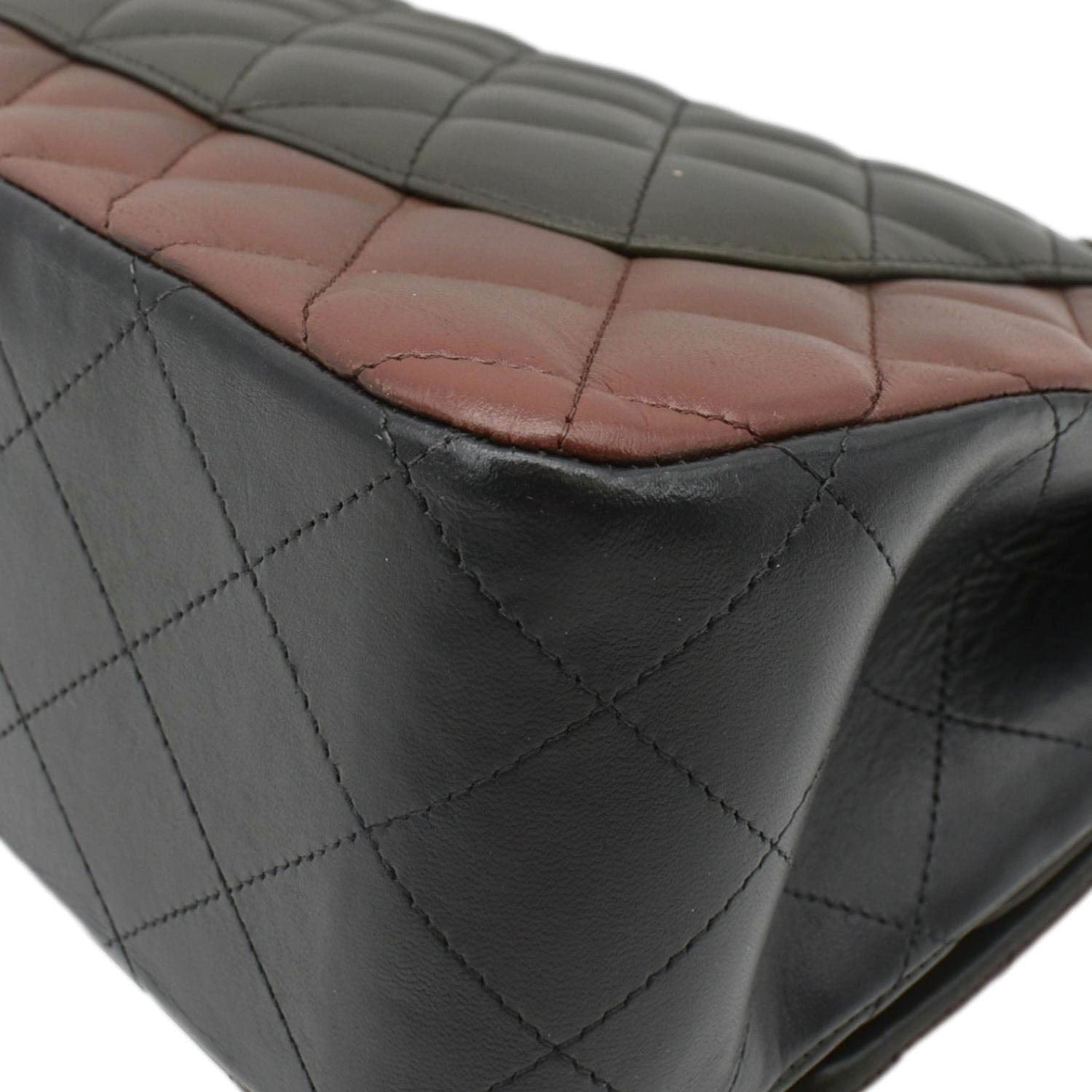 CHANEL Classic Double Flap Medium Quilted Leather Crossbody Tricolor
