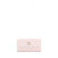 Chanel 22S detailed logo flap long wallet caviar light pink with L