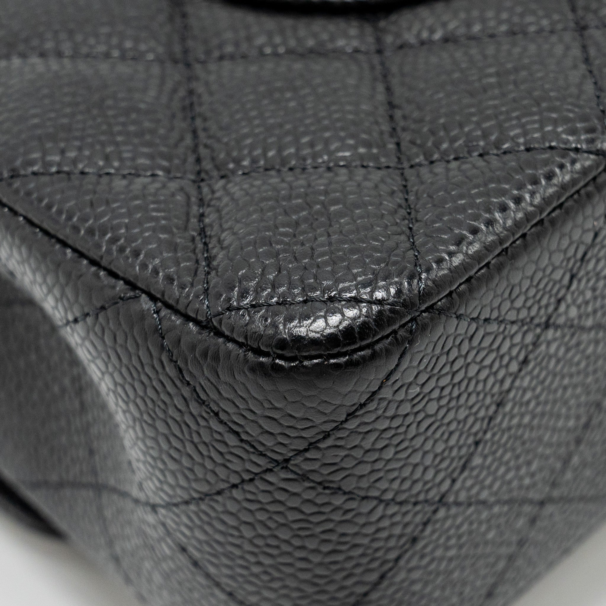 CHANEL Medium Classic Double Flap Bag Caviar Black  (Microchip)