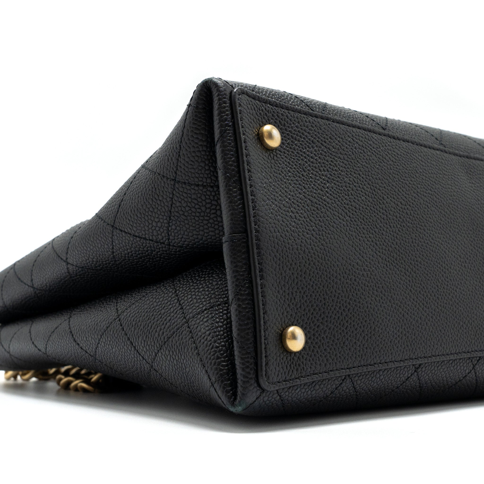 Chanel Chains Tote Bag Caviar Black Brushed