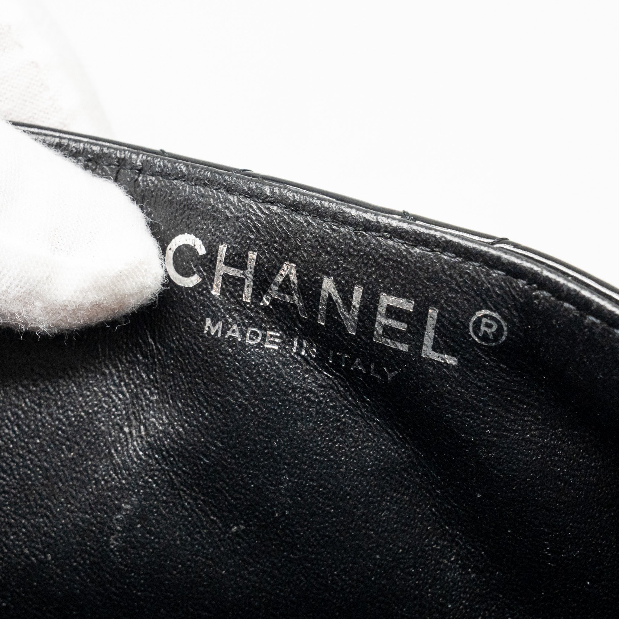 Chanel East West Flap Shoulder Bag Patent Leather Black