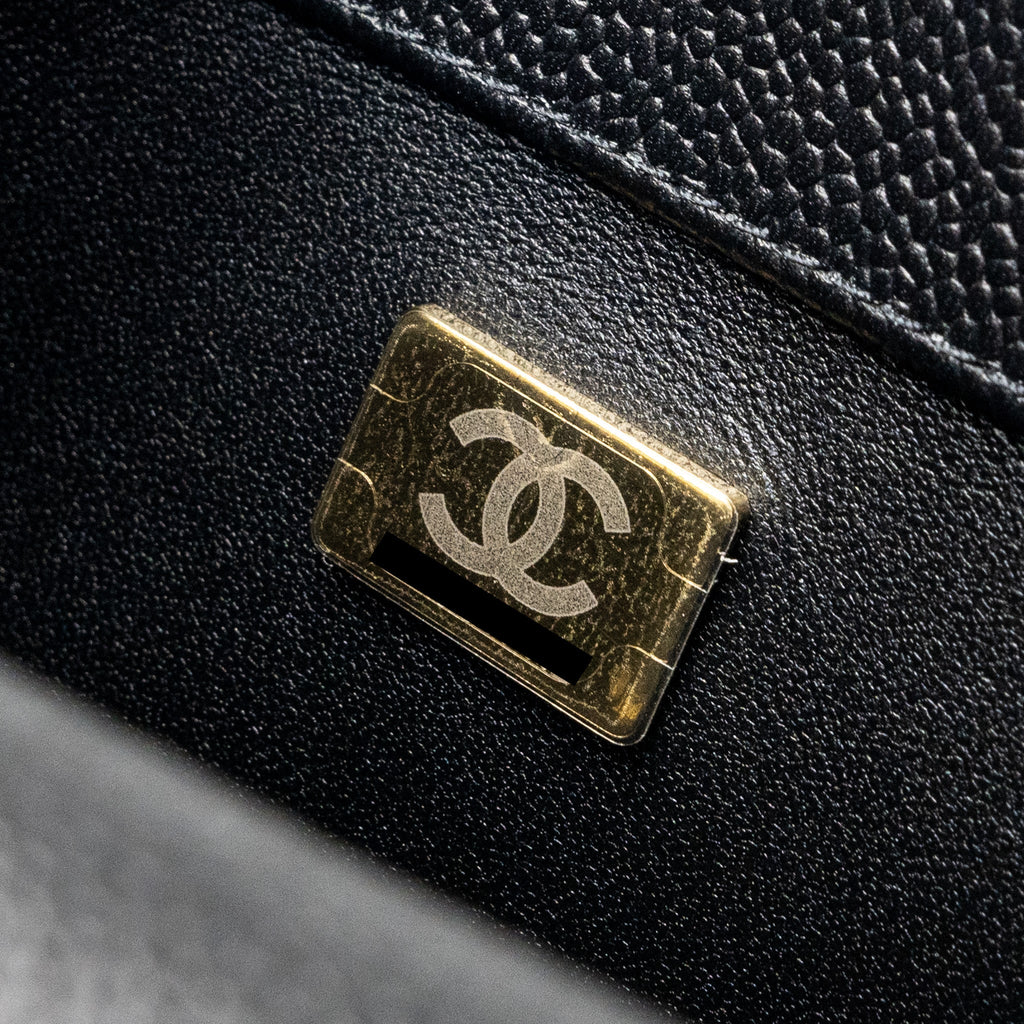 Chanel 24p Coco Love Mini Flap Bag Adjustable Chain Caviar Black Brush  (Microchip)