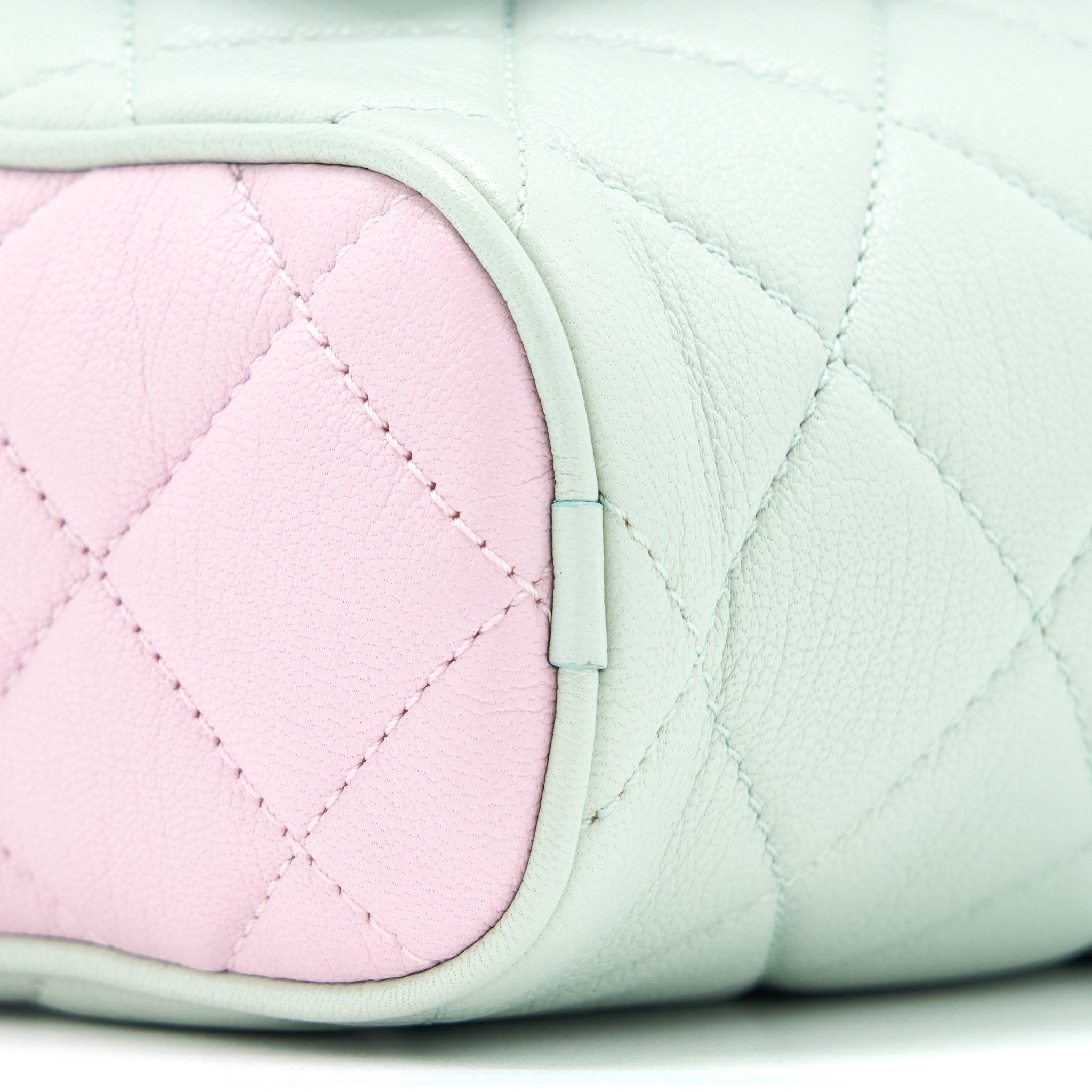 Chanel Small Camera Case Tricolour Goatskin Green Blue Pink L