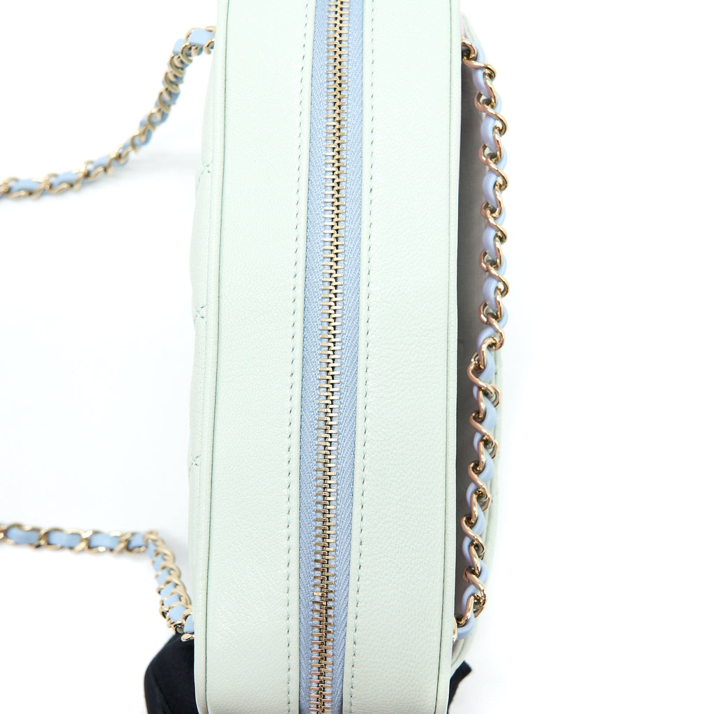 Chanel Small Camera Case Tricolour Goatskin Green Blue Pink L