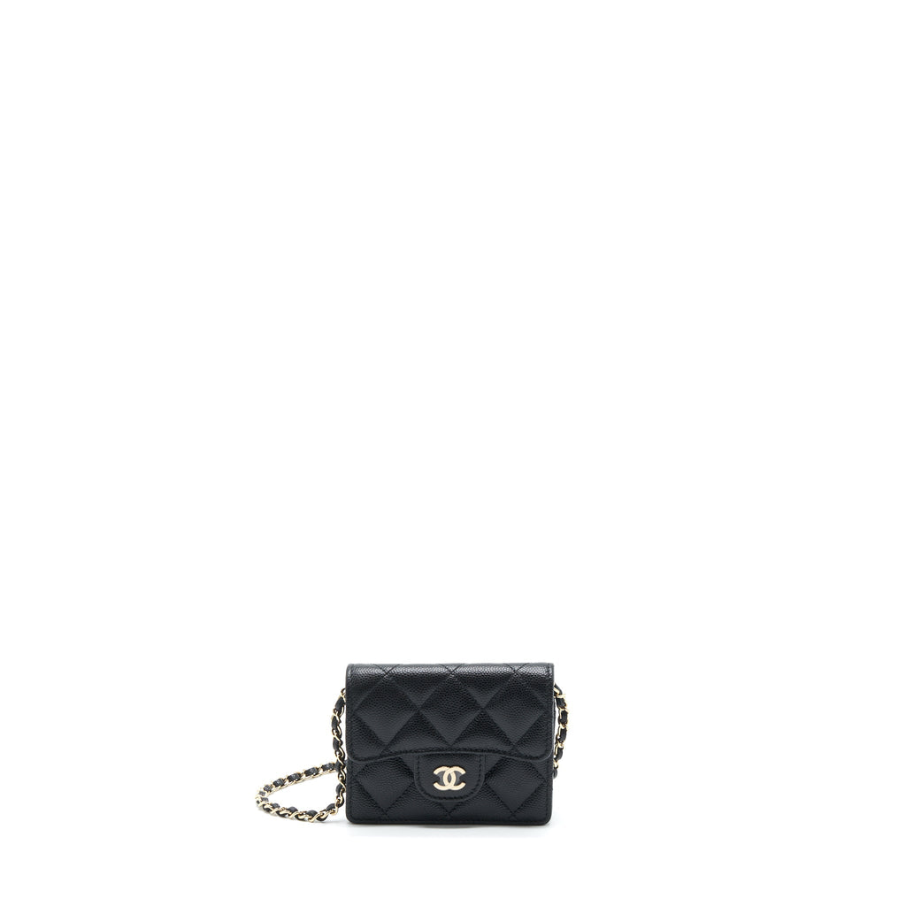 Chanel Card Holder On Chain Caviar Black L