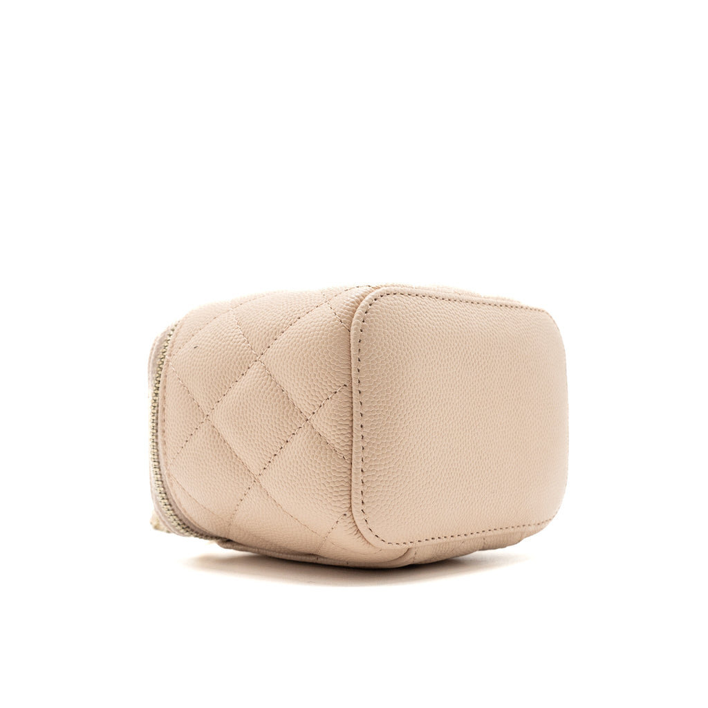 Chanel Mini Vanity Case Caviar Light Beige L