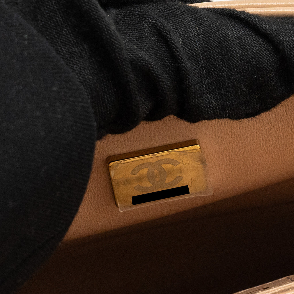 Chanel 21A Gold Crush Flap Bag Calfskin Beige  (Microchip)