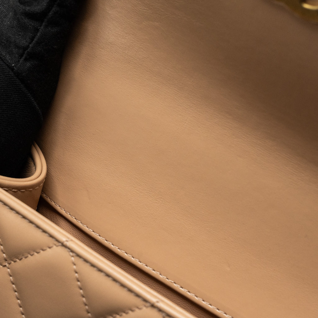 Chanel 21A Gold Crush Flap Bag Calfskin Beige  (Microchip)