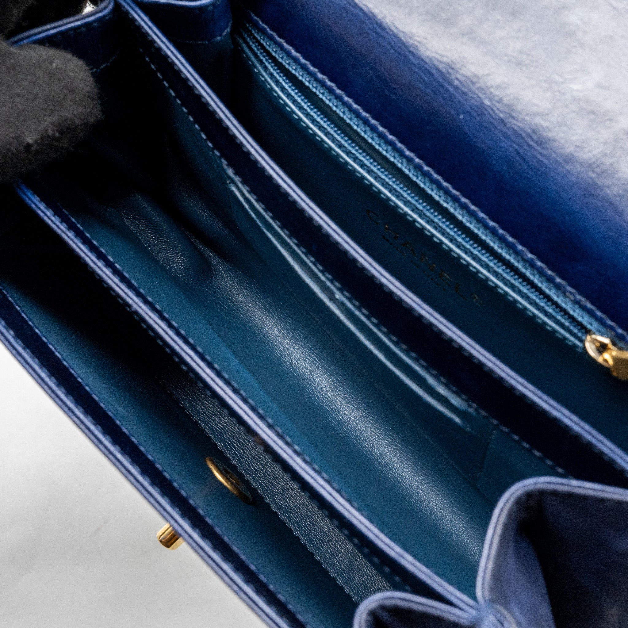 Chanel Quilted flap bag with chain handle calfskin dark blue