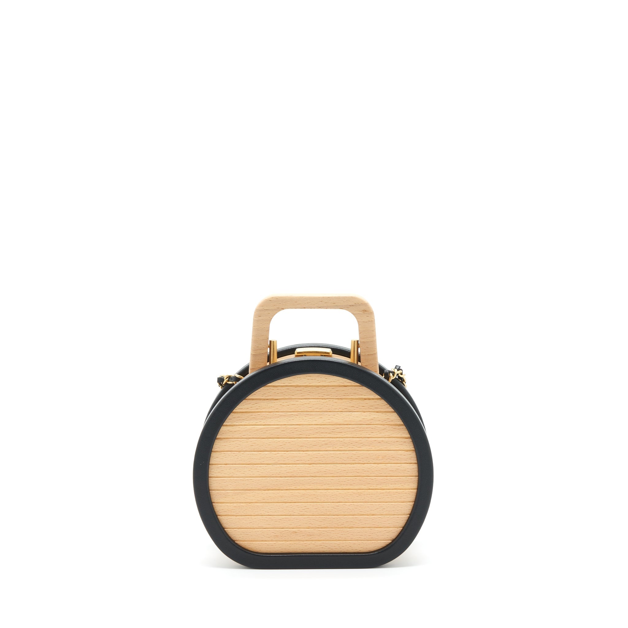 Chanel 22C small vanity case beech wood, calfskin beige / black with