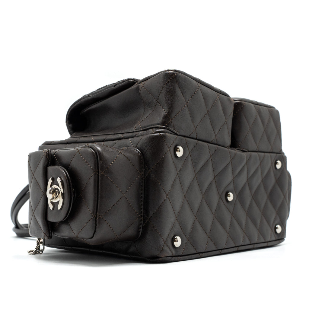 Chanel Vintage Cambo Reporter Bag Calfskin Dark Brown
