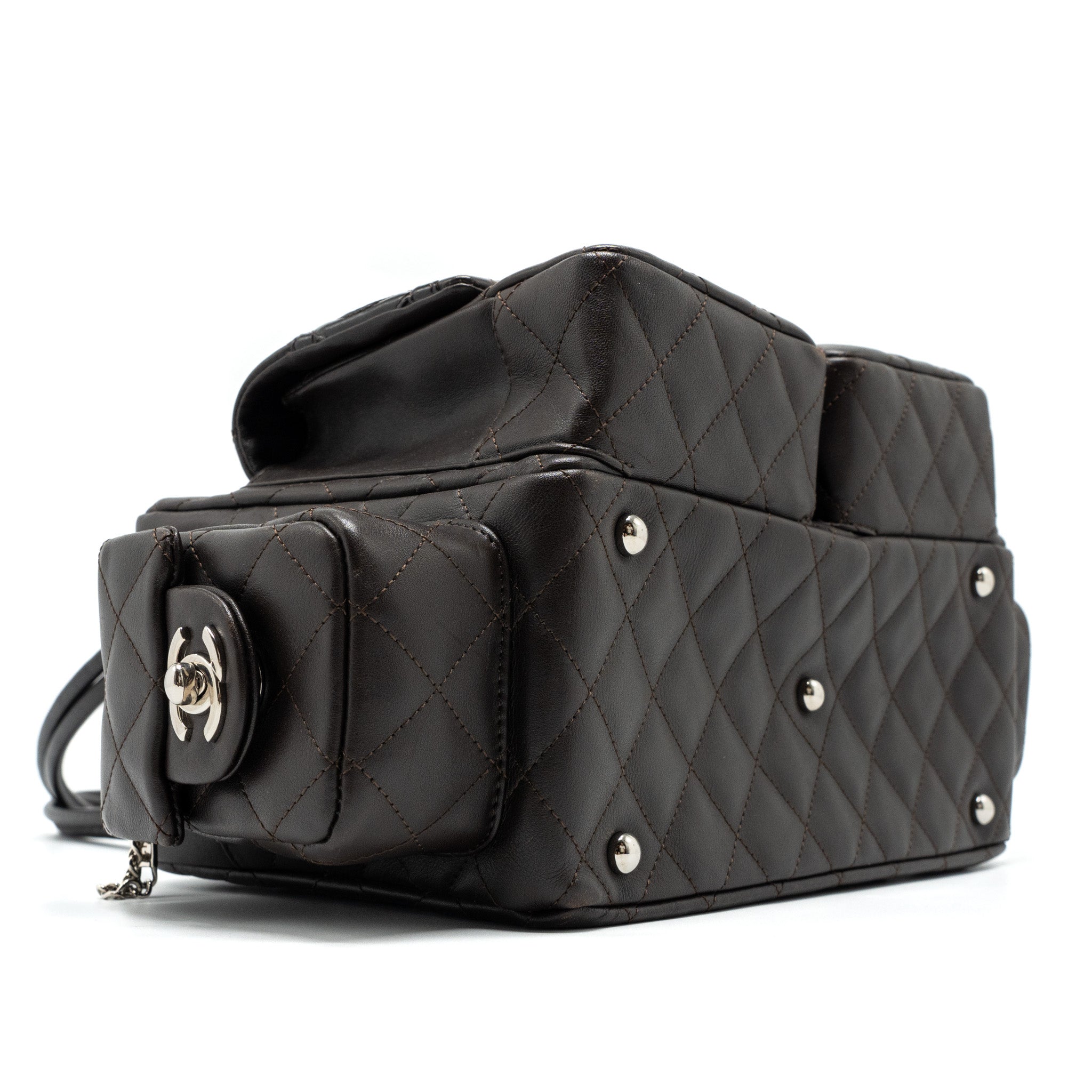 Chanel Vintage Cambo Reporter Bag Calfskin Dark Brown