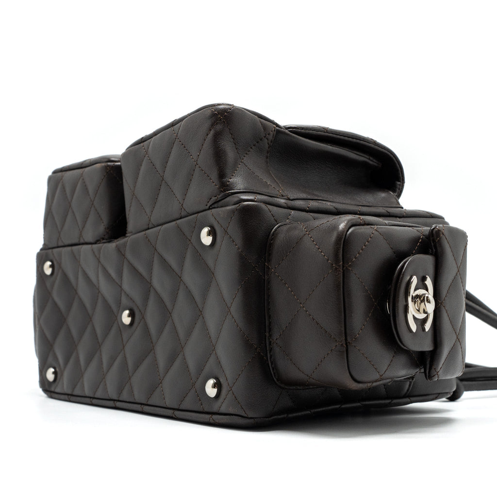 Chanel Vintage Cambo Reporter Bag Calfskin Dark Brown