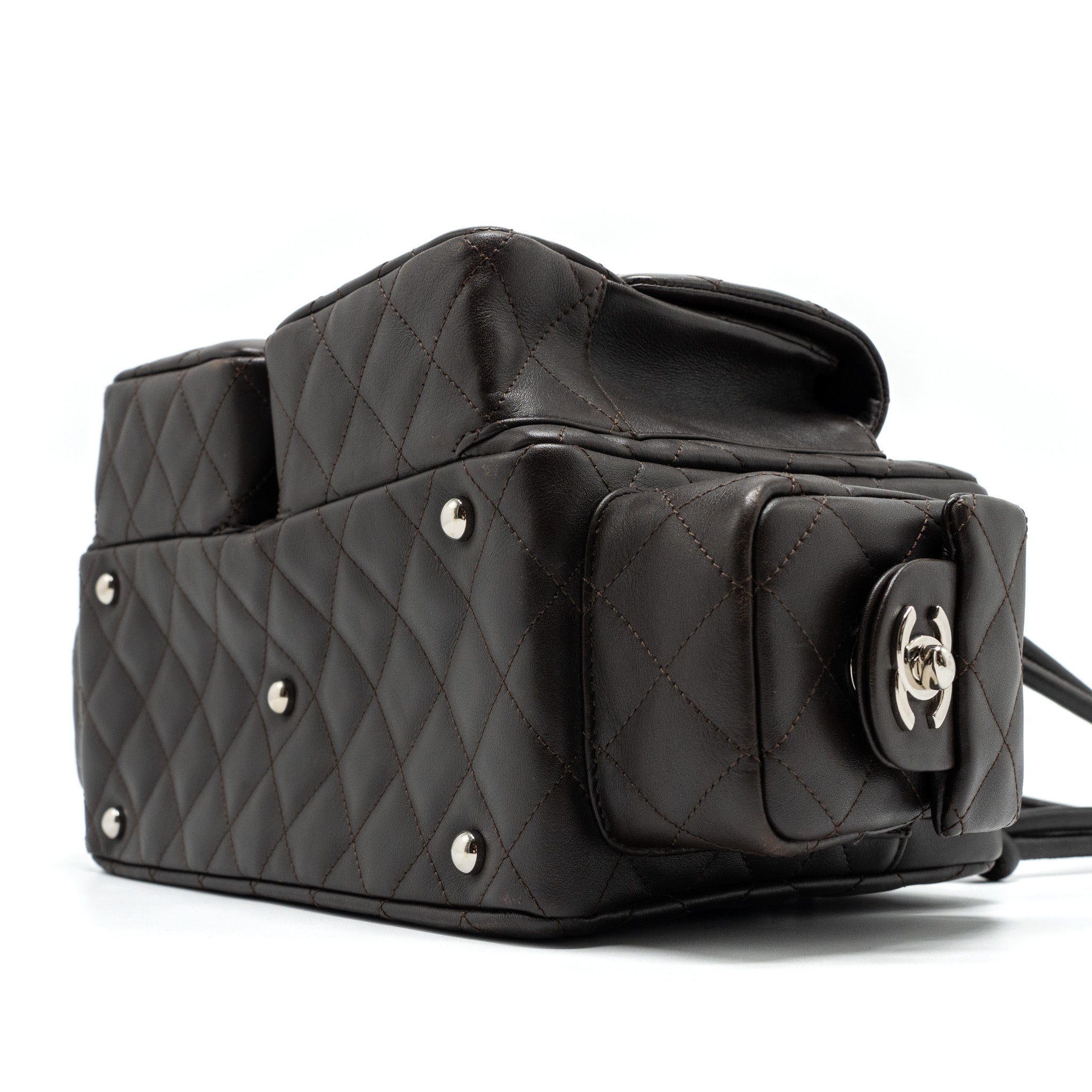 Chanel Vintage Cambo Reporter Bag Calfskin Dark Brown