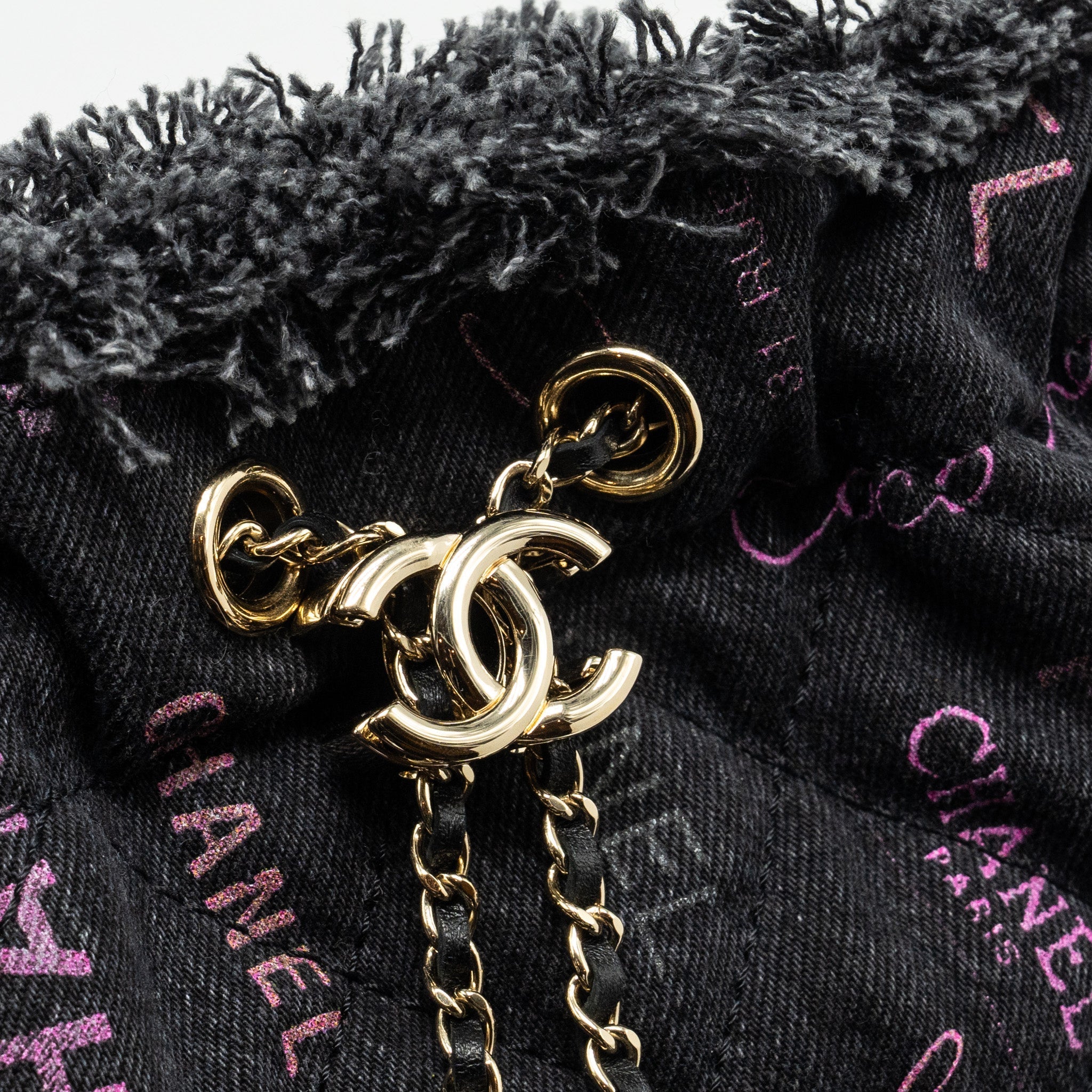Chanel Small Bucket Bag Denim Black L (Microchip)
