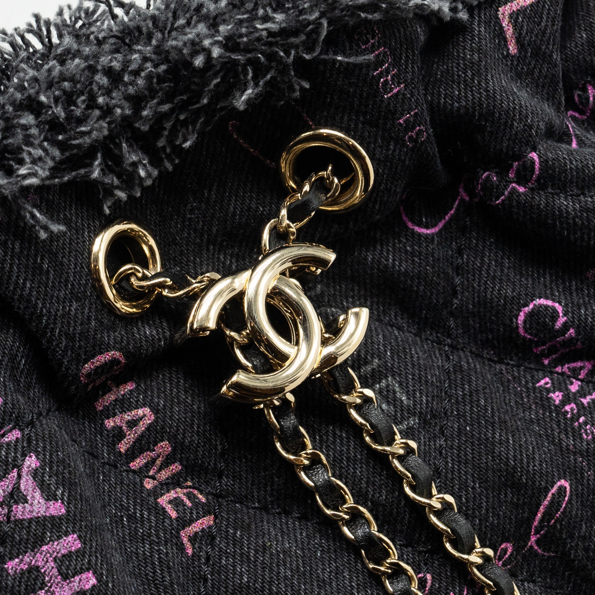 Chanel Small Bucket Bag Denim Black L (Microchip)