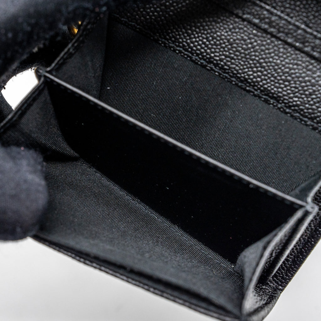Chanel boy card holder with chain caviar black