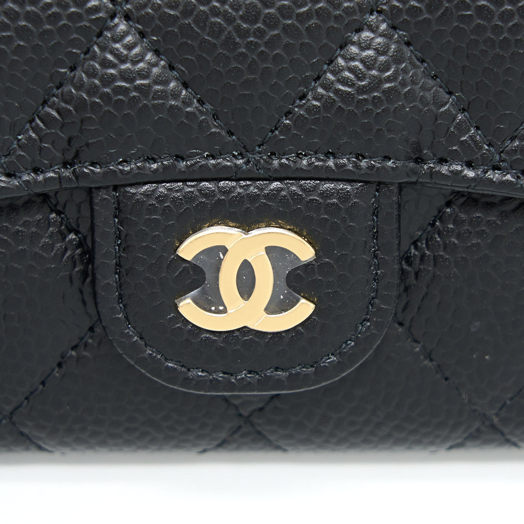 Chanel Classic Flap Card Holder Caviar Black  (Microchip)