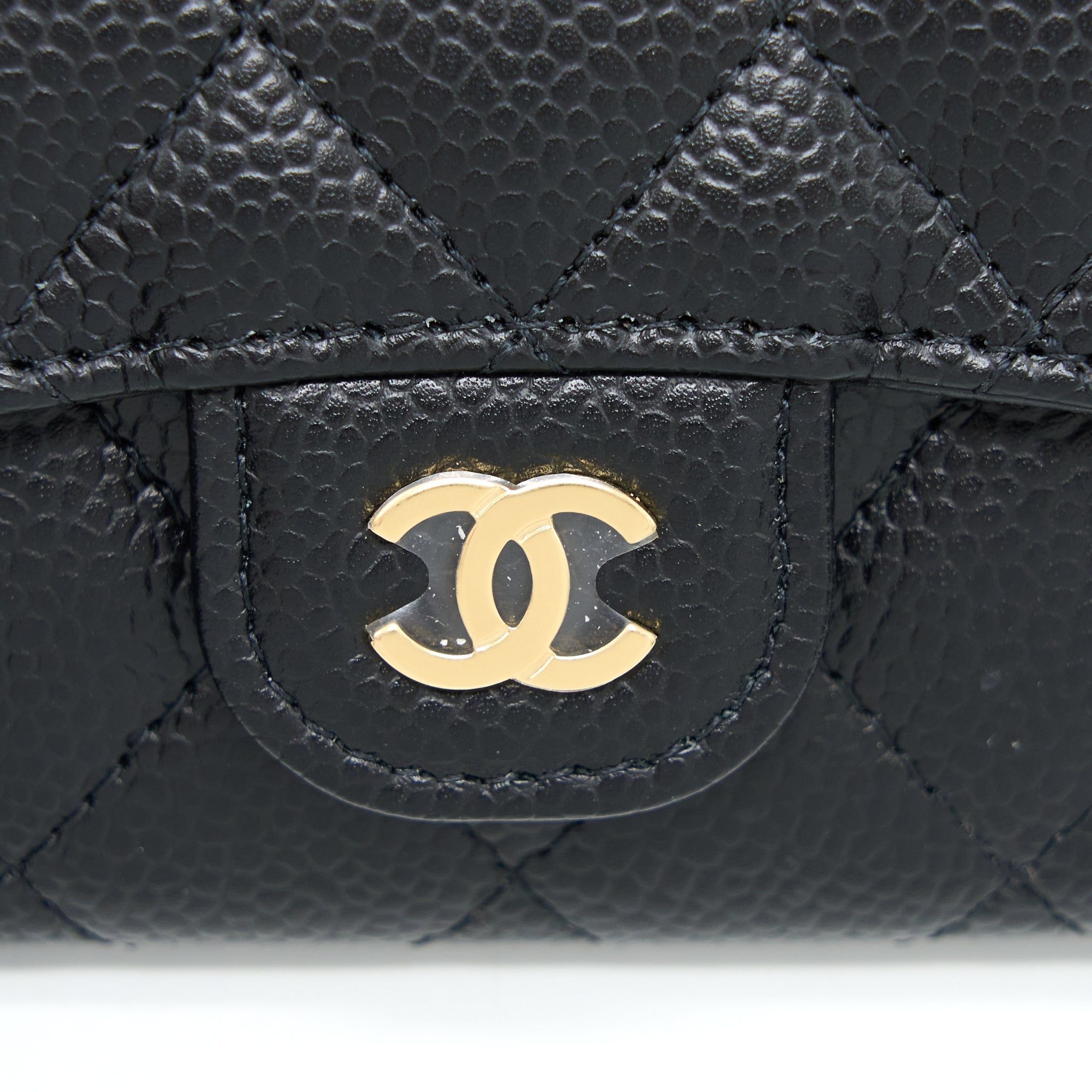 Chanel Classic Flap Card Holder Caviar Black  (Microchip)