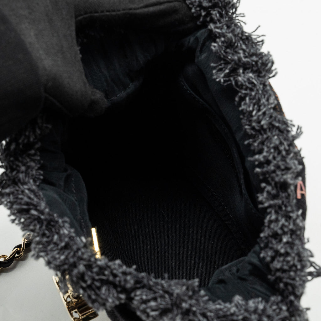Chanel Small Bucket Bag Denim Black L (Microchip)