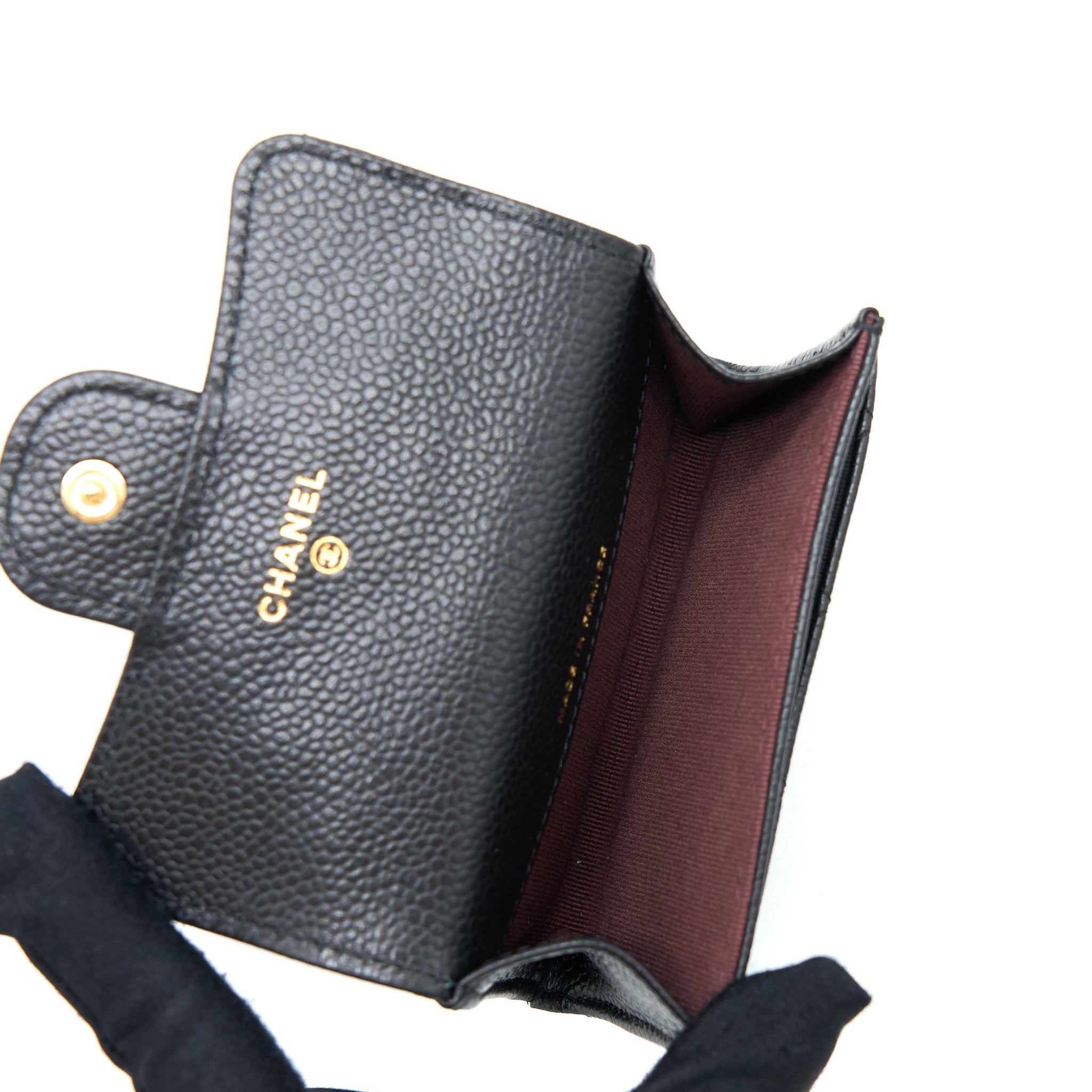 Chanel Classic Flap Card Holder Caviar Black  (Microchip)