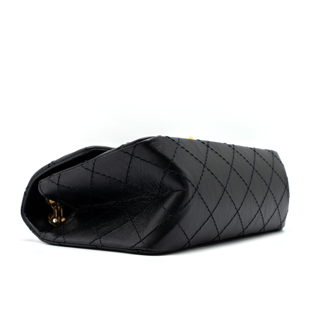 Chanel Mini 2.55 Reissue Flap Bag Aged Calfskin Black  (Microchip)