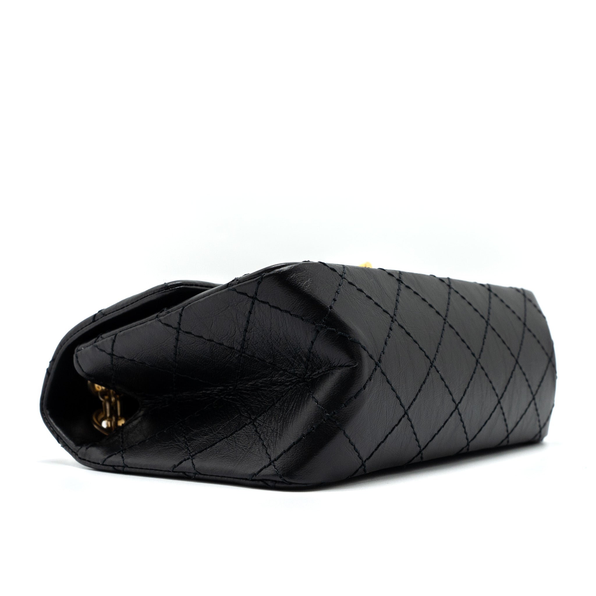 Chanel Mini 2.55 Reissue Flap Bag Aged Calfskin Black  (Microchip)