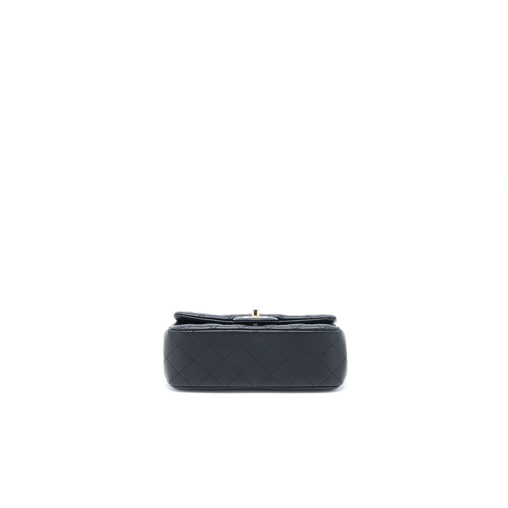 Chanel 23C Pearl Crush Mini Rectangular Flap Bag Lambskin Black L (Microchip)