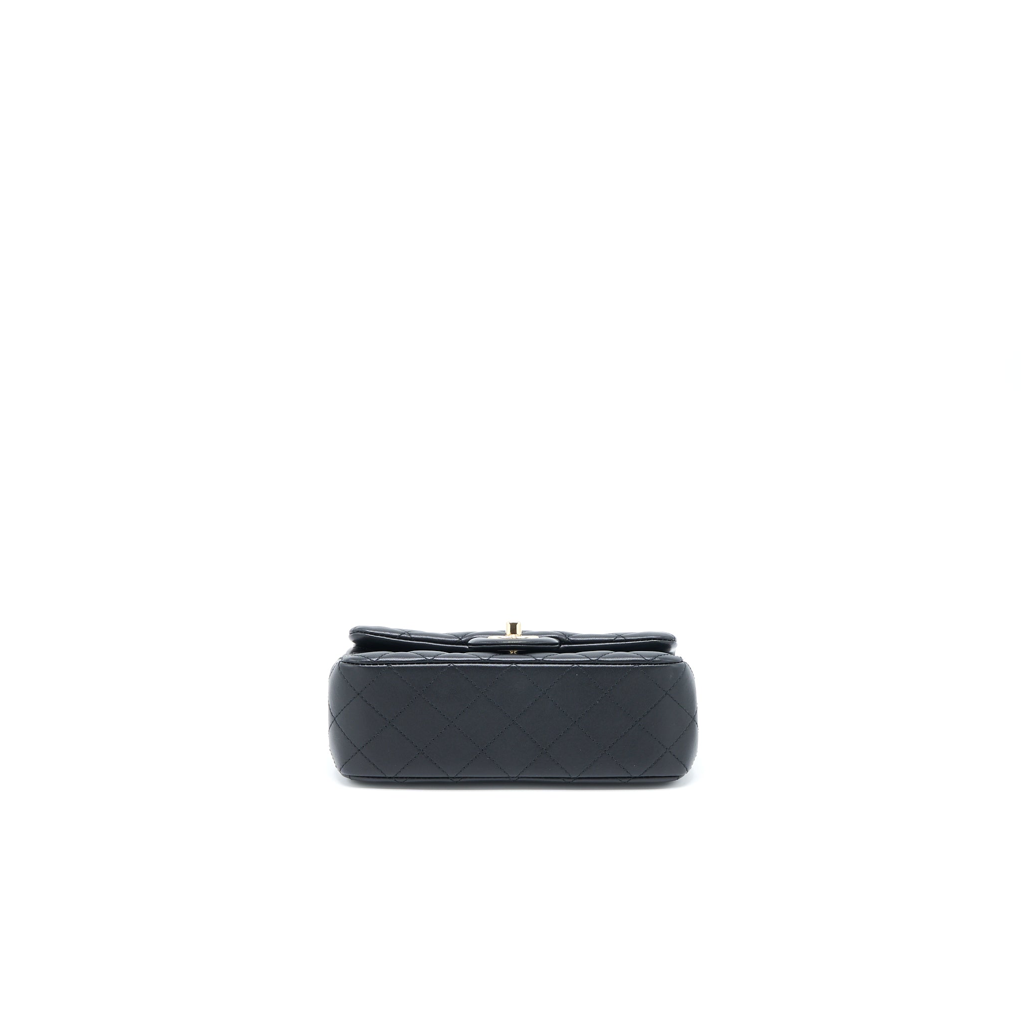 Chanel 23C Pearl Crush Mini Rectangular Flap Bag Lambskin Black L (Microchip)