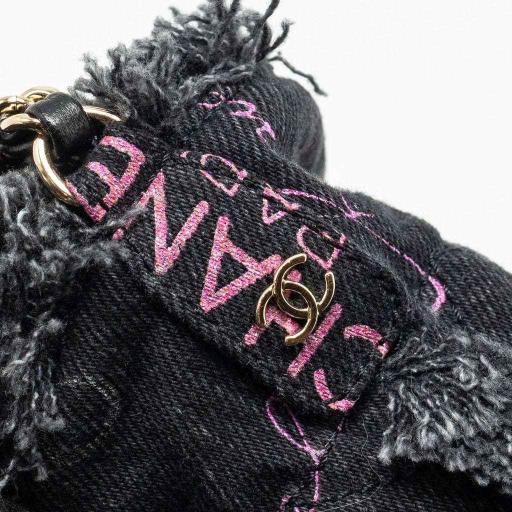 Chanel Small Bucket Bag Denim Black L (Microchip)