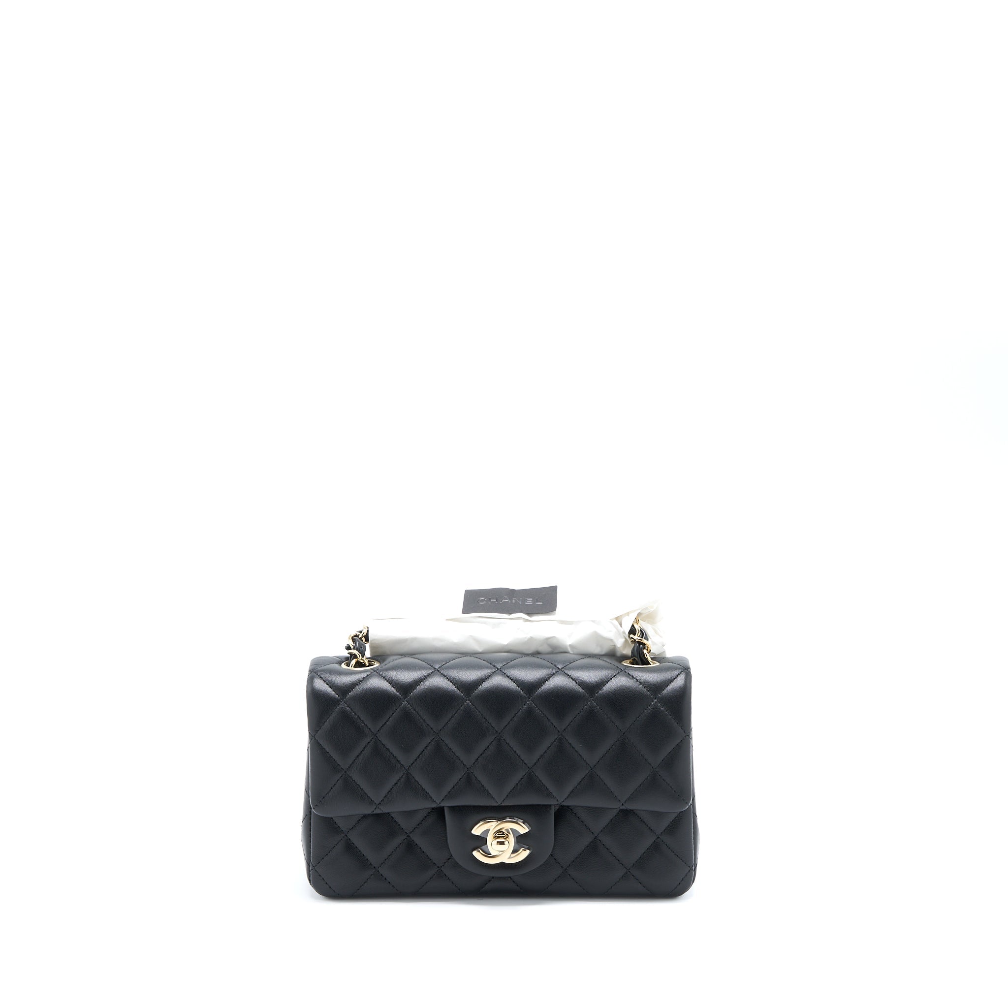 Chanel Mini Rectangular Flap Bag Lambskin Black L (Microchip)