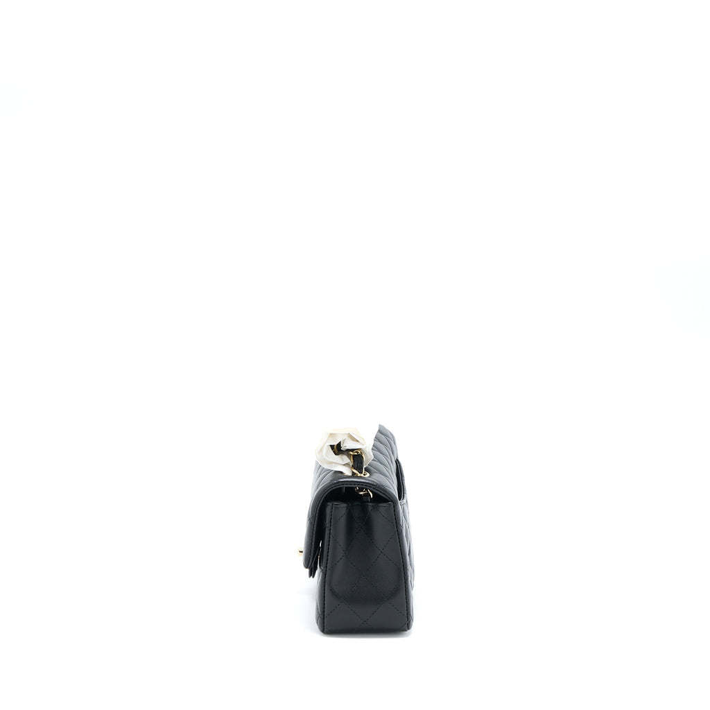 Chanel Mini Rectangular Flap Bag Lambskin Black L (Microchip)