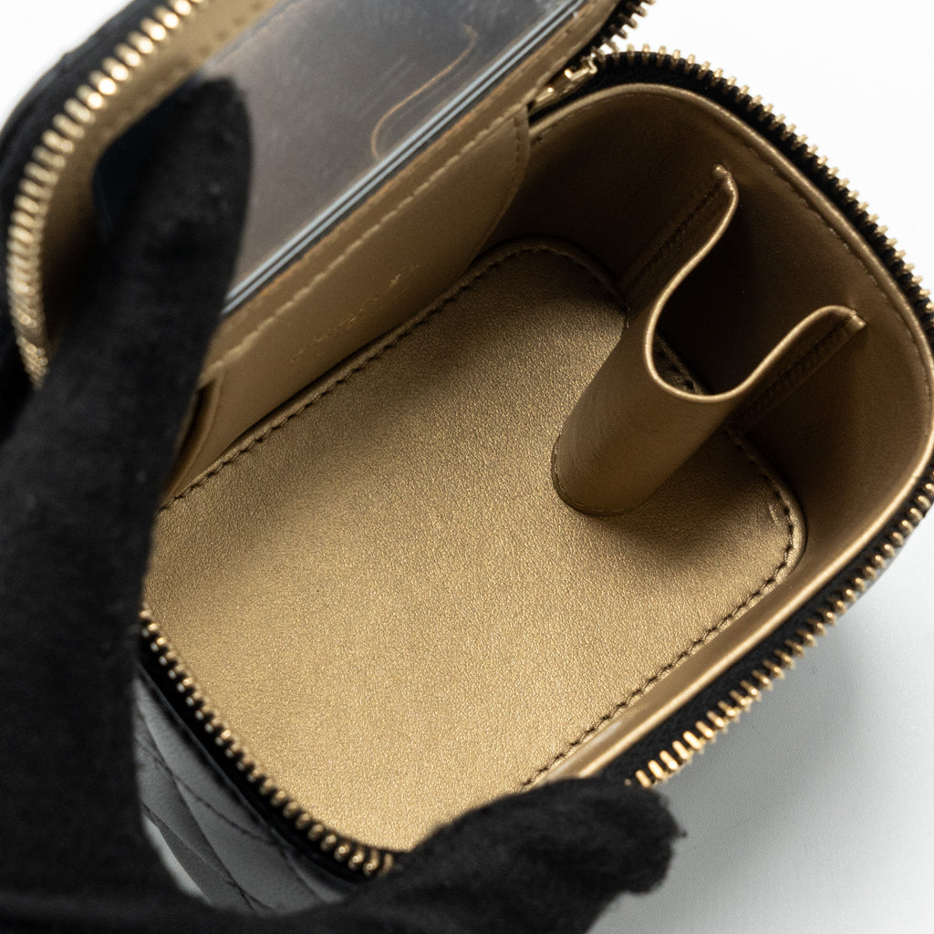 Chanel Pearl Crush Mini Vanity Case Lambskin Black  (microchip)