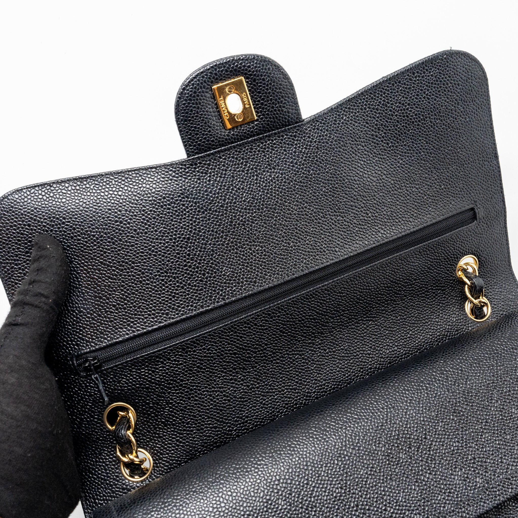 Chanel Classic jumbo double flap bag caviar black