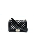 Chanel Medium Boy Bag Chevron Limited Patent Black