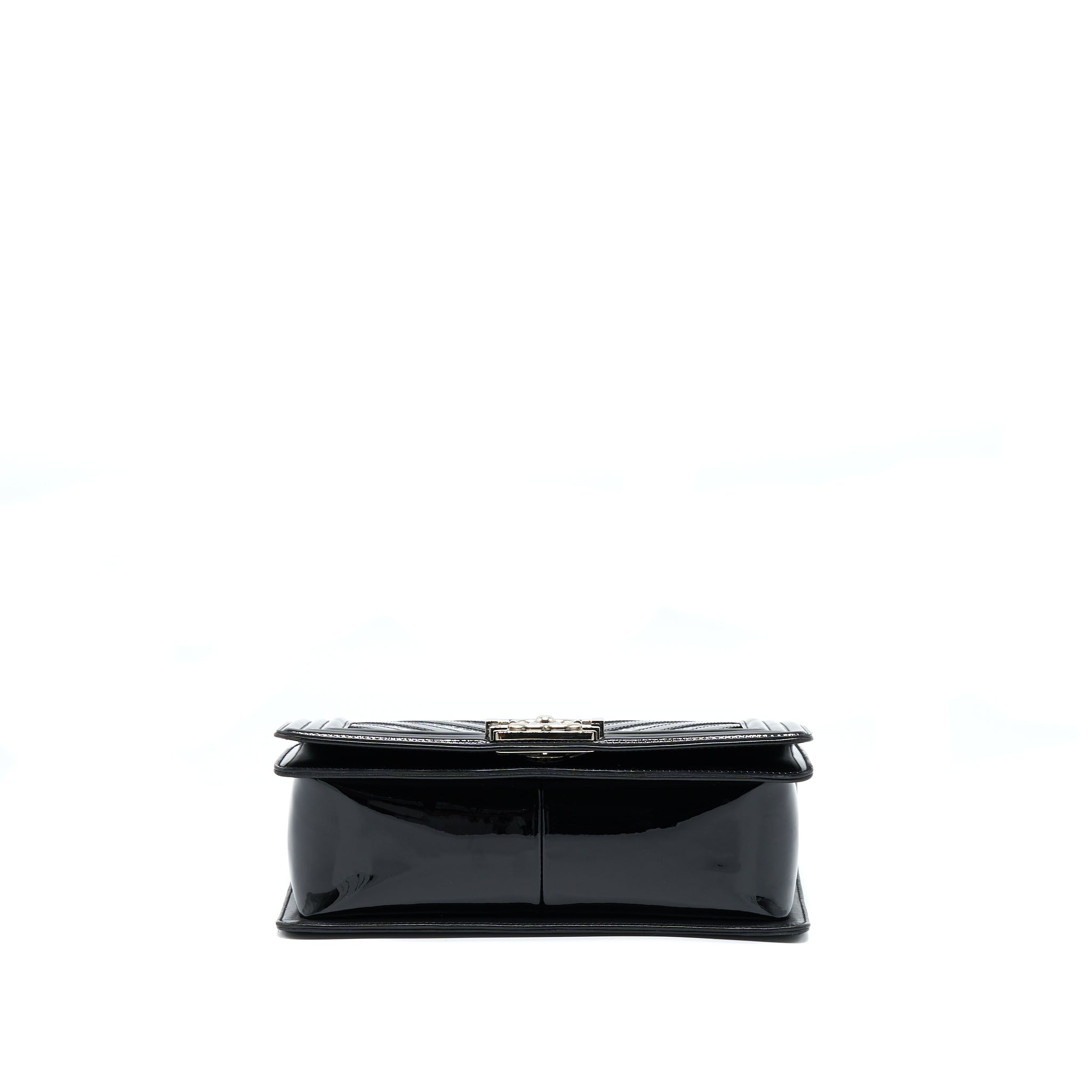 Chanel Medium Boy Bag Chevron Limited Patent Black