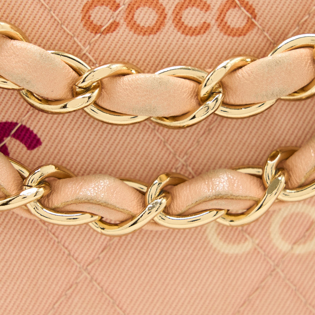 Chanel Vintage Coco Medium Classic Flap Bag Fabric Pink