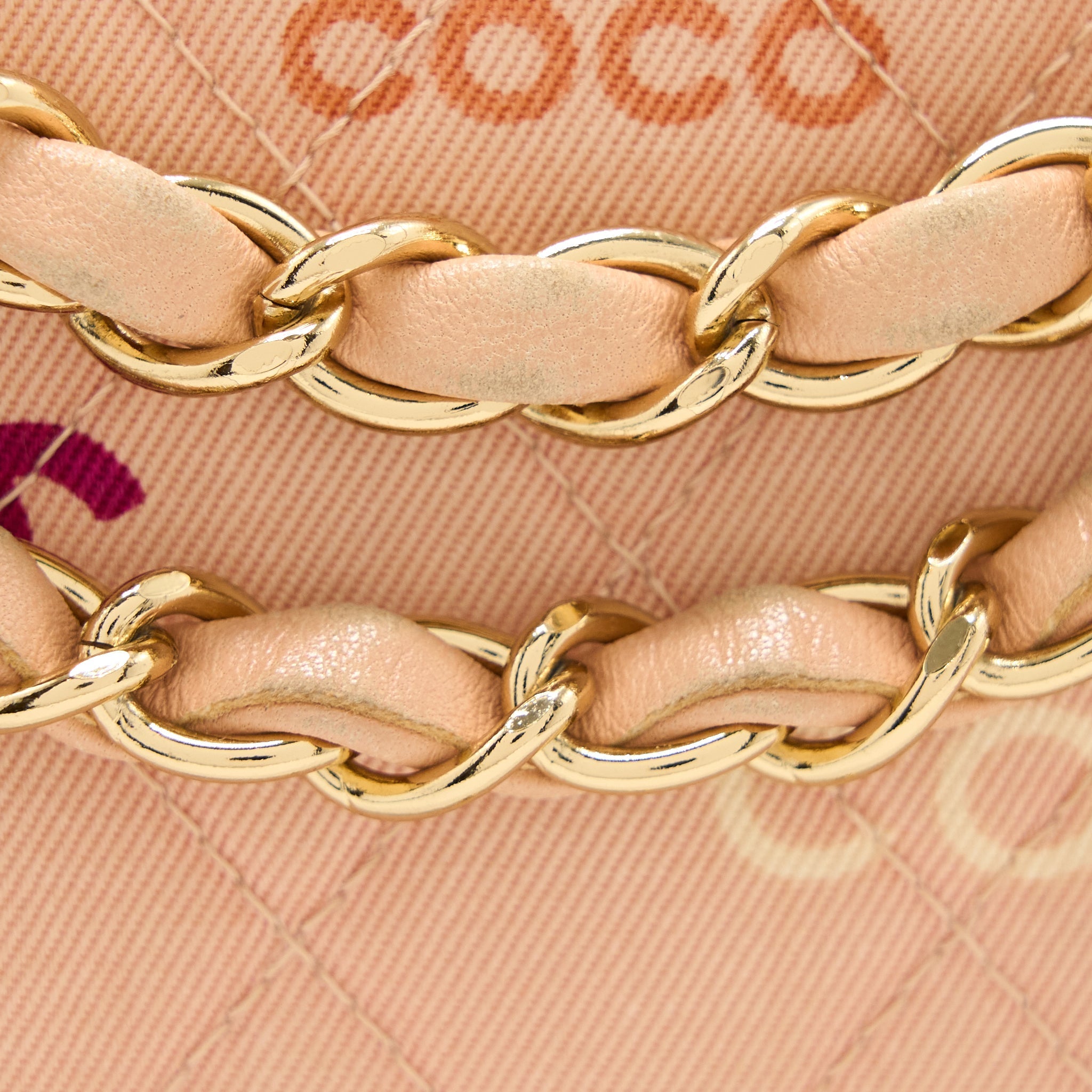 Chanel Vintage Coco Medium Classic Flap Bag Fabric Pink