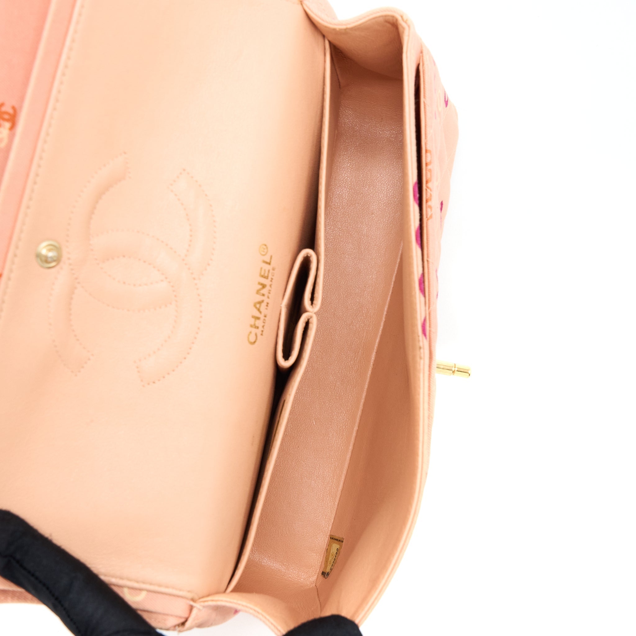 Chanel Vintage Coco Medium Classic Flap Bag Fabric Pink