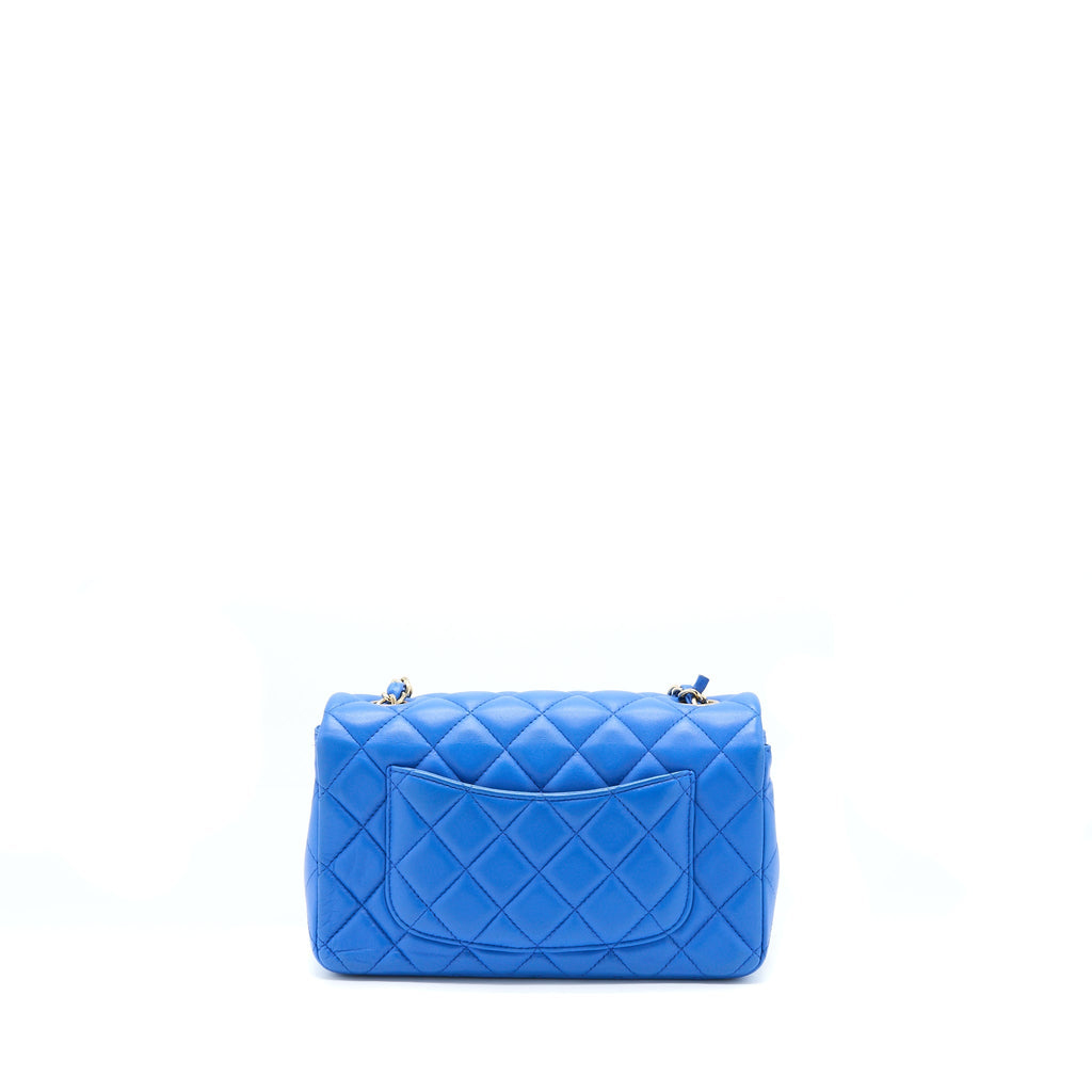 Chanel Mini Rectangular Flap Bag Lambskin Blue L