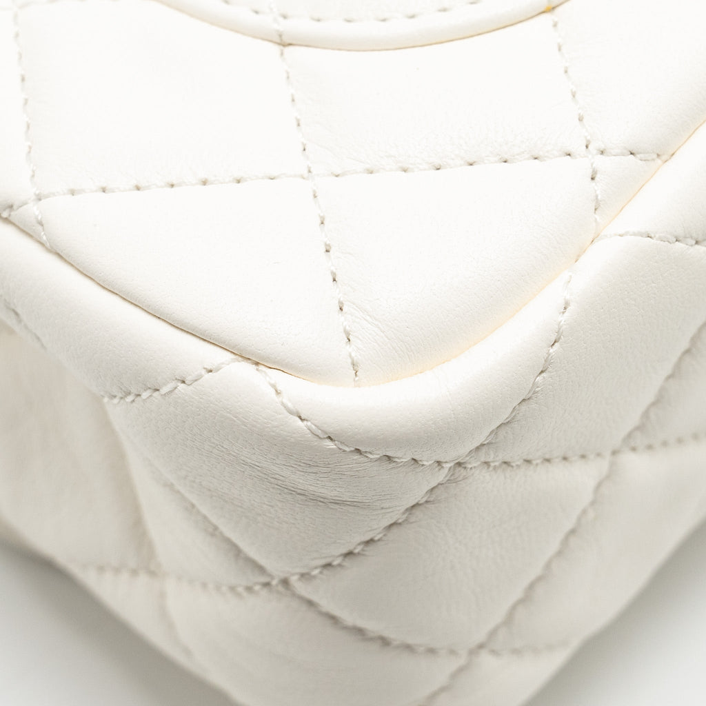Chanel Pearl Crush Mini Rectangular Flap Bag Lambskin White  (Microchip)