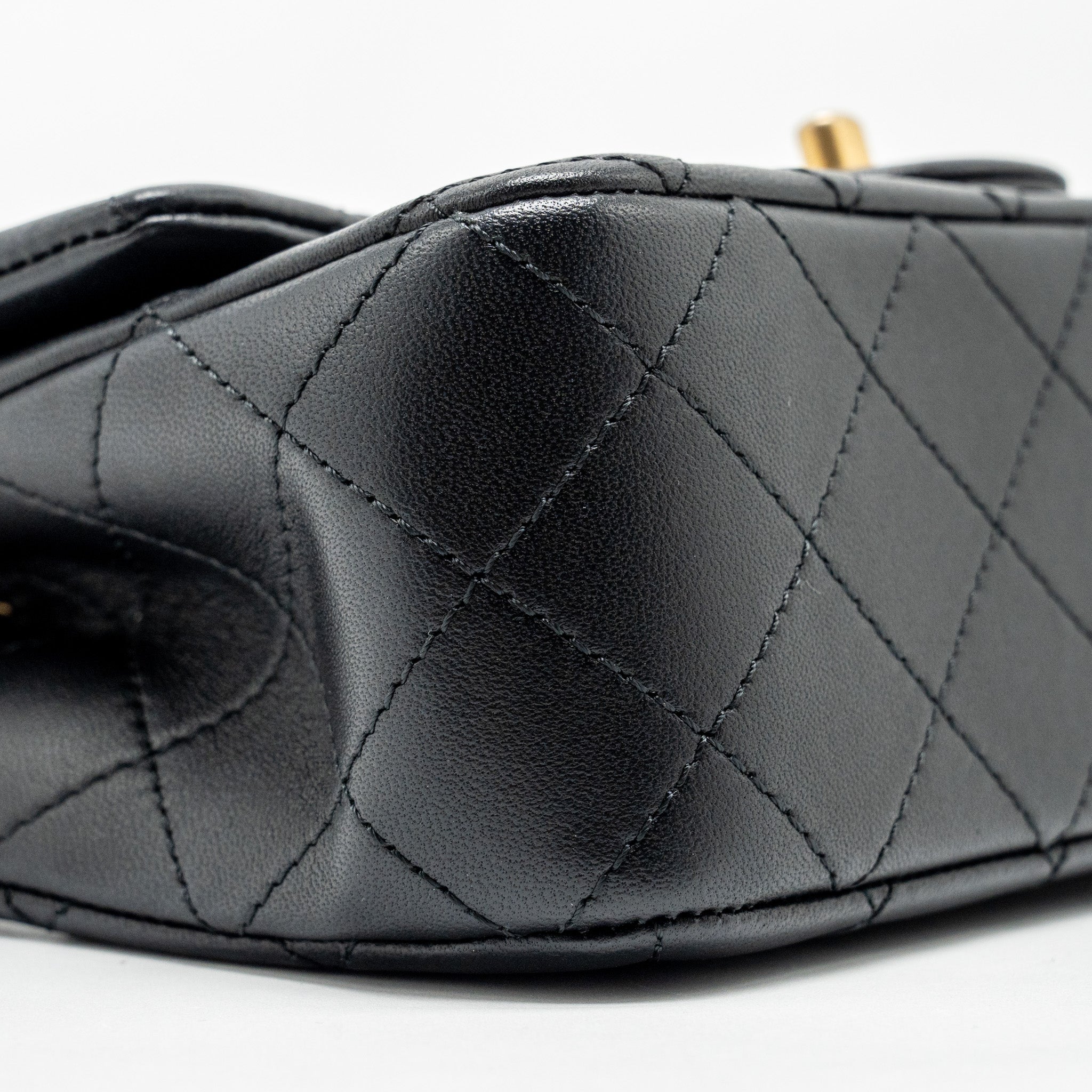 Chanel Pearl Crush Mini Rectangular Flap Bag Lambskin Black  (Microchip)