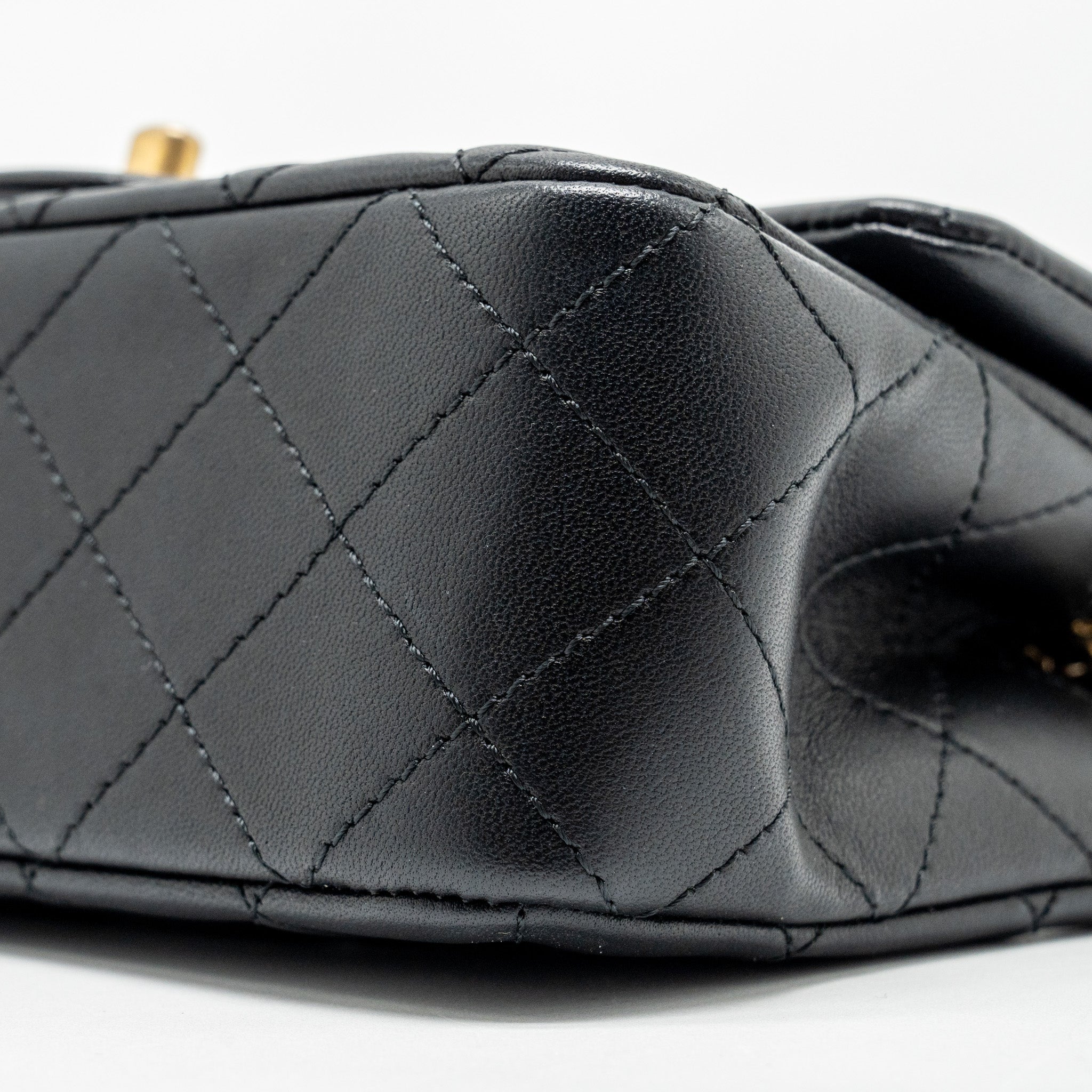 Chanel Pearl Crush Mini Rectangular Flap Bag Lambskin Black  (Microchip)