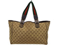 GUCCI Beige Ebony Signature GG Canvas Tote Bag