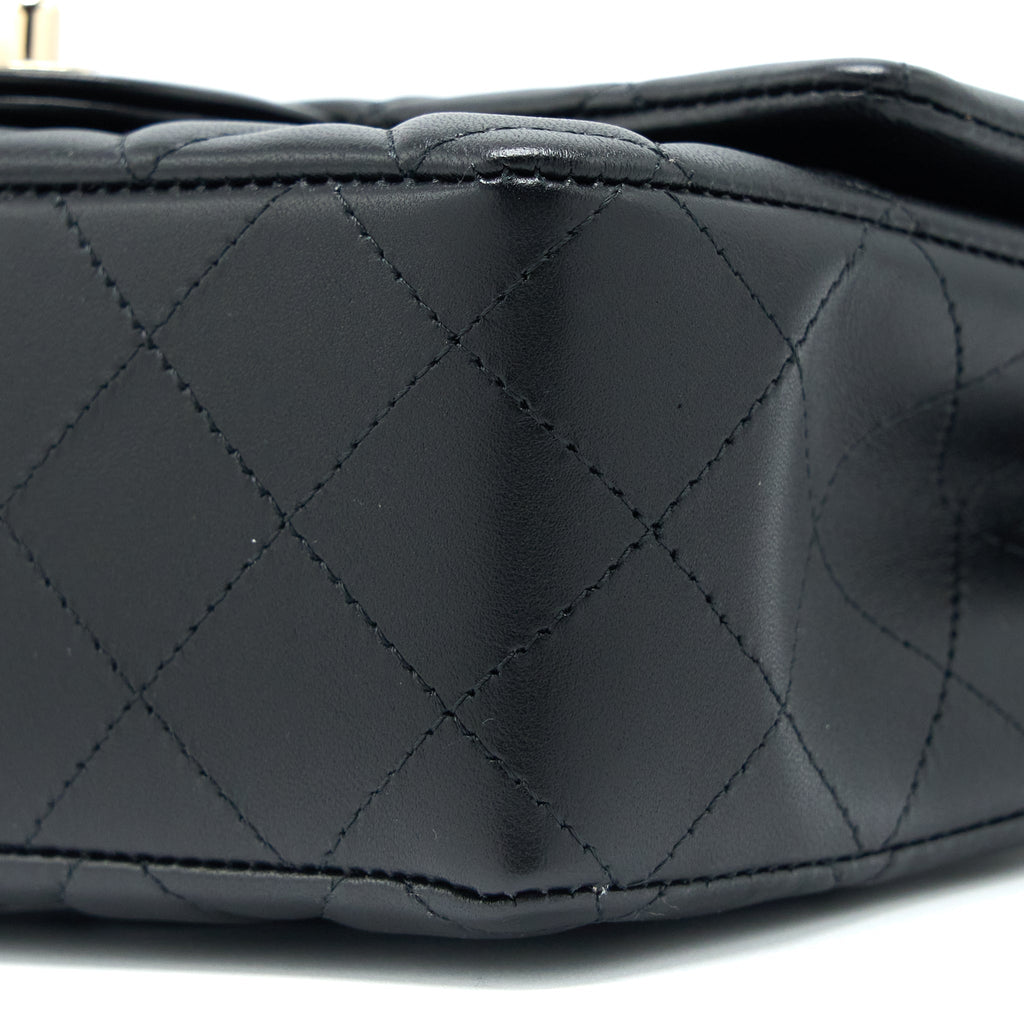 Chanel Mini Rectangular Flap Bag Lambskin Black L (Microchip)