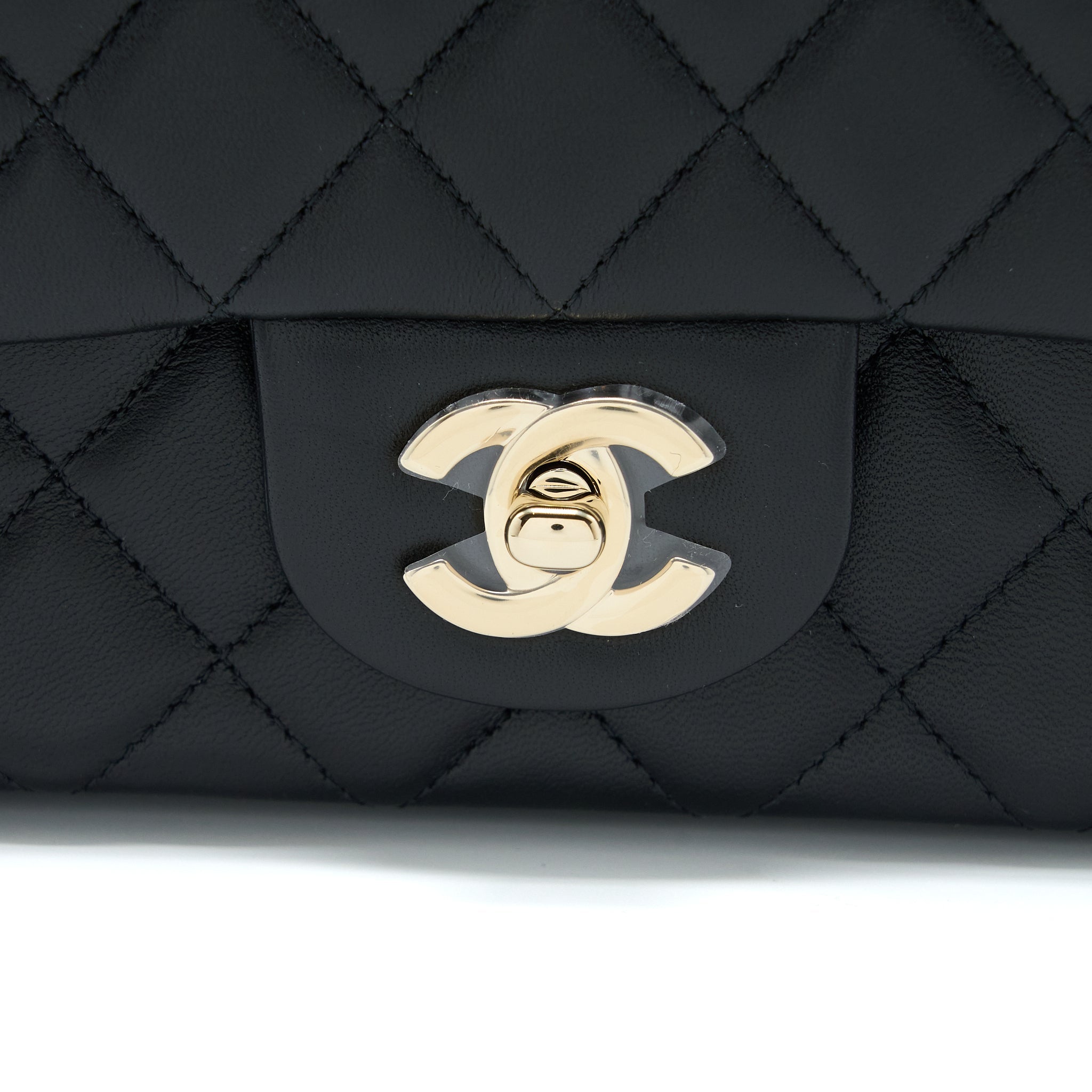 Chanel Mini Rectangular Flap Bag Lambskin Black L (Microchip)