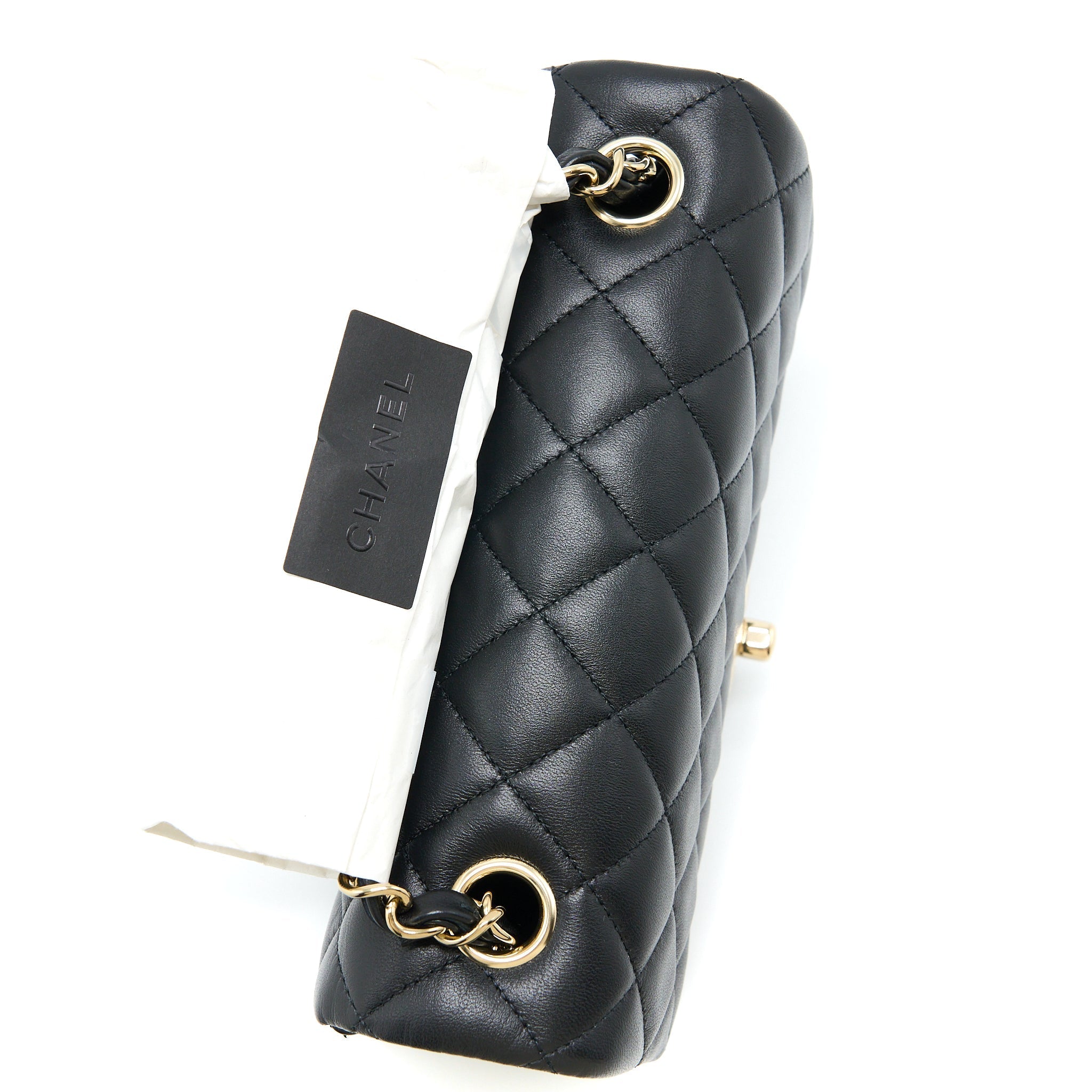 Chanel Mini Rectangular Flap Bag Lambskin Black L (Microchip)