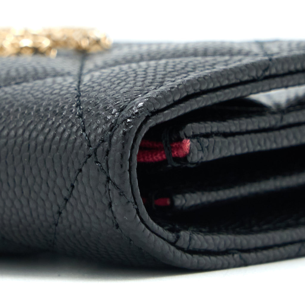 Chanel 23P Detail Logo Flap Card Holder Caviar Black L (Microchip)