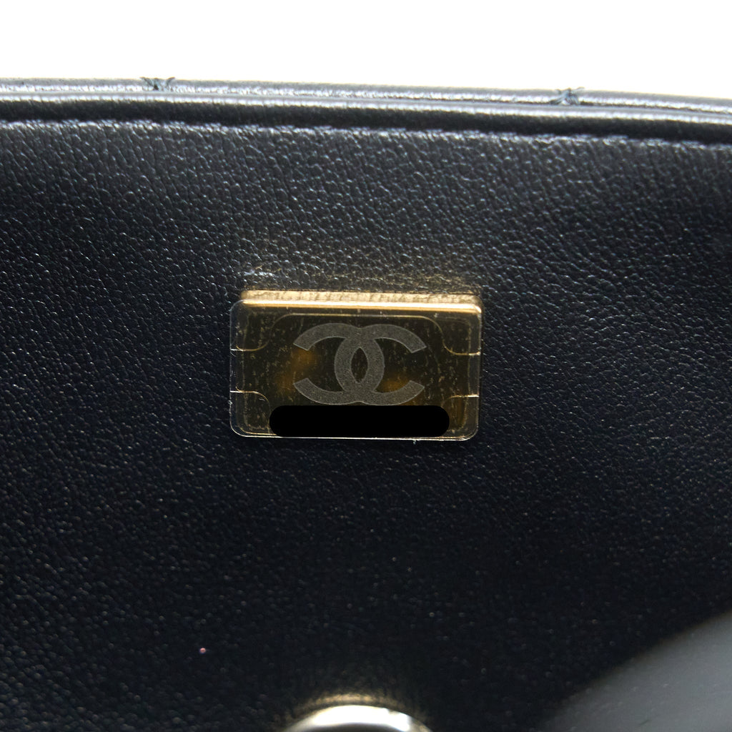 Chanel Mini Rectangular Flap Bag Lambskin Black L (Microchip)